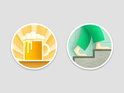 Habit Badge #2 achievement app badge beer cheer foot habit illustration stair sunshine ui vector