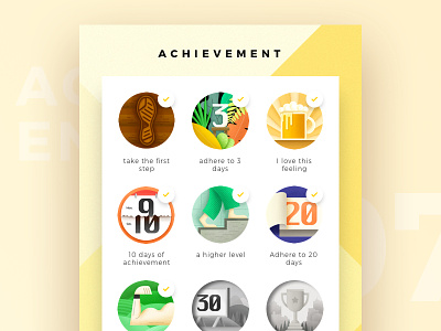 Habit Achievement achievement arm badge beer calendar date field foot illustration leaf muscle step