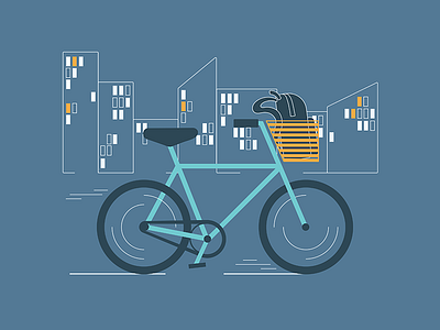 City Bike bicycle bike biker blue business city cityscape commute commuter corporate flat illustrator lineart vector work