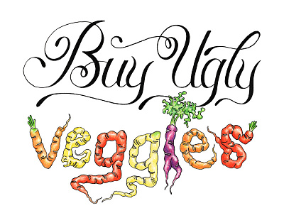 Buy Ugly Veggies! calligraphy colored pencil food hand lettering illustration ink lettering pen typography vegetables