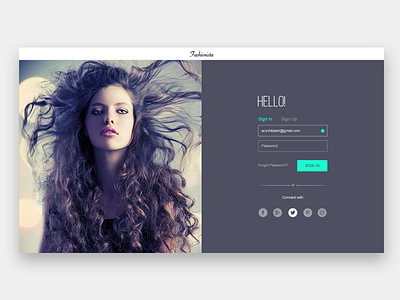 Sign in page code development design fashion graphic design interface sign in social ui ux web web design website