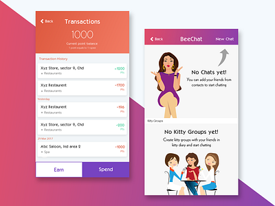 Transactions and Chat app chat ladies parties transaction ui ux wallet