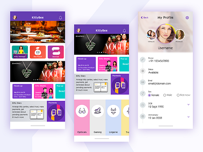 KittyBee Landing page android design ios kitty party landing page ui ux women