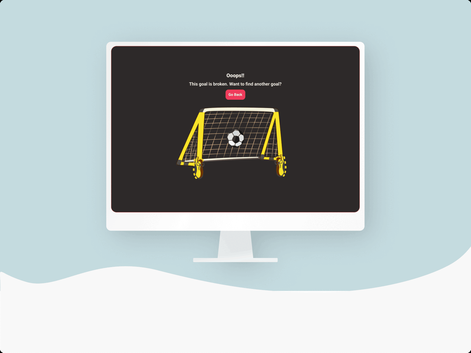 Daily UI #008 - 404 Page for Website 008 404 error 404 page 404page black challenge daily ui dailyui dark mode design desktop error football gif goal not found ooops soccer ui yellow