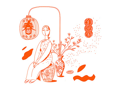2020 Happy New Year!! asian china chinese flower girl lantern red 中国 女孩
