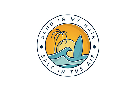 Badge Summer Logo badge branding logo palm sea season spring sun tree water wave waves