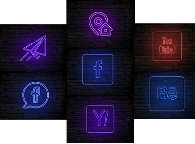 Neon light Icon Effect 3d app behance branding corporate design graphic design graphics icon illustration logo modern neon neon light neon light icon effect red typography ui ux vector