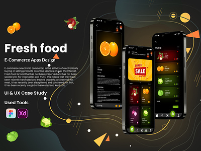 Fresh Food E-Commerce Apps UI UX Design app branding colorful corporate cryptocurrency design e-commerce flat food fresh icon minimal modern nft ui uiux ux web website wix