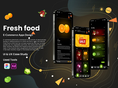 Fresh Food E-Commerce Apps UI UX Design app branding colorful corporate cryptocurrency design e commerce flat food fresh icon minimal modern nft ui uiux ux web website wix