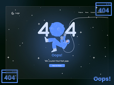 404 Error Web Page UI Design