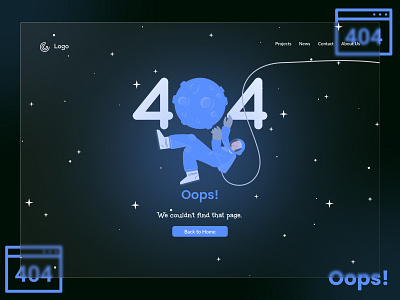 404 Error Web Page UI Design