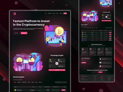 Cryptocurrency Trading And Exchange Website Home Page Design app bitcoin blockchain branding crypto art crypto wallet crypto website cryptocurrency design ethereum graphic design icon landing page minimal minimalist modern nft ui ux web