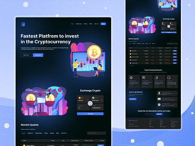 Cryptocurrency Trading And Exchange Website Home Page UI Design app bitcoin blockchain blue crypto art crypto wallet crypto website design ethereum graphic design icon landing page minimal minimalist modern nft red ui ux web