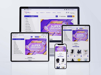 Multi - Vendor E-Commerce Website UI UX Design 1 3d animation e shop ecommerce design ecommerce landing page ecommerce shop ecommerce website design graphic design landing page design multi vendo ui uiux ux web design website