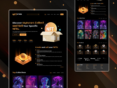 NFT Store Discover, Collect and Sell NFTs 3d app bitcoin blockchain branding design ethereum graphic design icon landing page marketplace minimal modern nft nft art nft marketplace ui ux web website