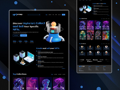 NFT Store Discover, Collect & Sell NFTs 3d animation app bitcoin blockchain design ethereum graphic design icon landing page marketplace minimal modern motion graphics nft nft art nft marketplace ui ux website