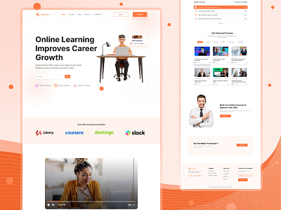 Online Courses & E-Learning Website Design animation courses website design e learning education grow landing page landingpage minimal modern online online class online education student study teaching ui ui element uiux ux