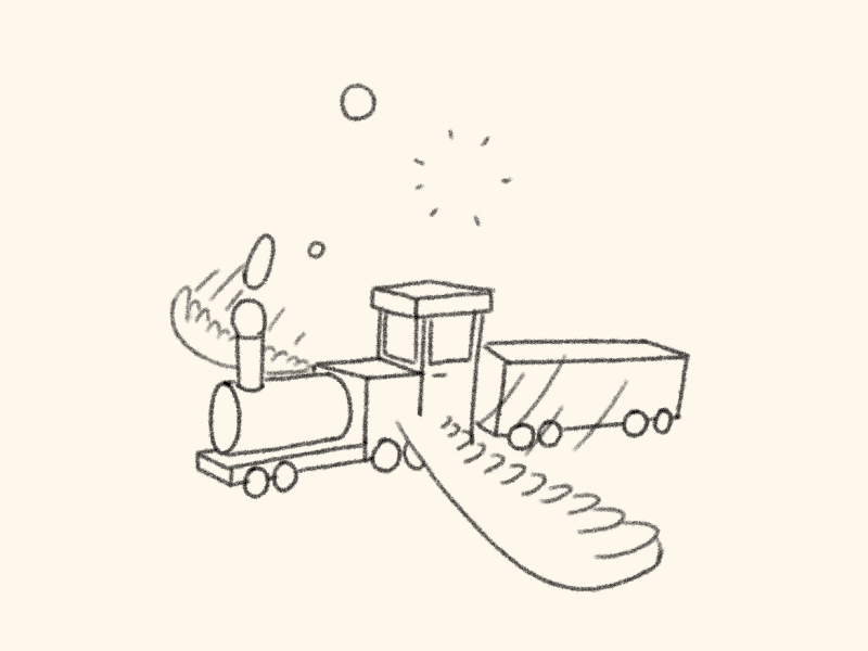 Flying train ! 2d animated animation bubbles cel flying gif illustration kidbook loop train