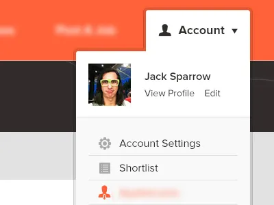 Sub Menu account icon management menu settings sub