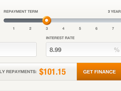Slider button calculator field finance form interface loan pin slider ui