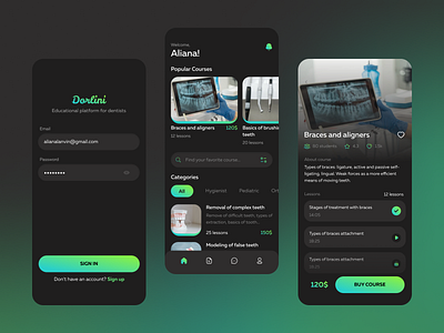 Mobile app | Educational platform for dentists course dentist design education figma ui uiux ux