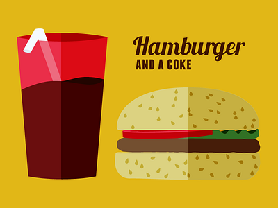 Hamburger burger coke cola fast food flat food hamburger icon icons illustration mustard red yellow