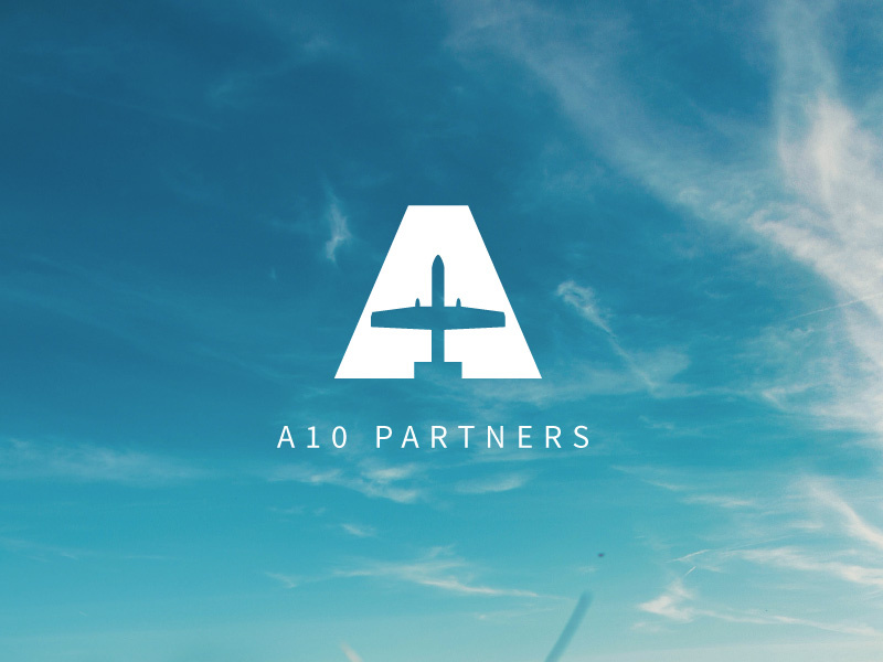 A10 Partners letter a airplane sky blue branding icon logomark logo