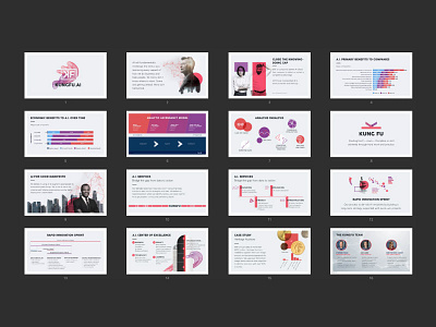 Pitch Deck artificial intelligence clean collage data data visualization data viz deck funding keynote pitch deck purple red slides white