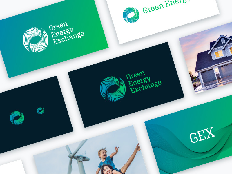 Logo Cards hurricane flowing water waves wind mark lockup cards branding logo black blue energy green