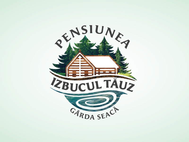 Cabin Accommodation Logo nature green agrotourism accommodation wood mountains forest cabin illustration logo