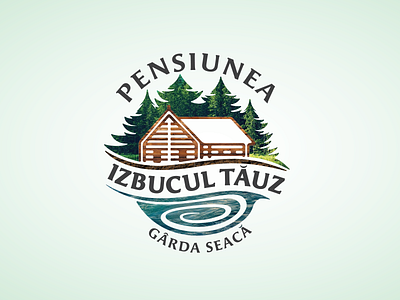 Cabin Accommodation Logo accommodation agrotourism cabin forest green illustration logo mountains nature wood