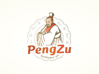 Pengzu Logo character chinese food illustration logo oil plate sunflower