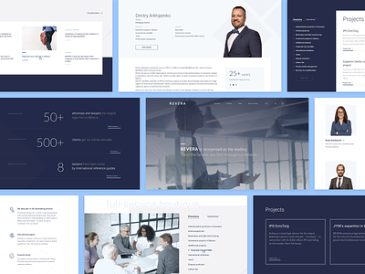 REVERA law firm website blue clean consulting corporate grid interface law law firm lawyer minimalistic navigation numbers product design screens team typography ui ux web design website