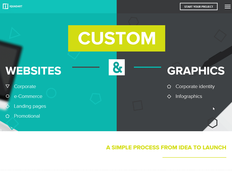 IQUADART animation css3 custom graphic design interaction responsive simple web design web development website