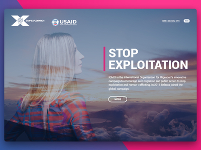 X.IOM campaign design human trafficking international landing page migration site stop exploitation ui web web design website