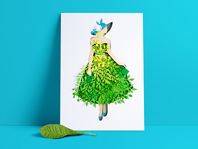 Spring postcard colourful colours craft girl greeting card handmade nature paper paper art postcard spring