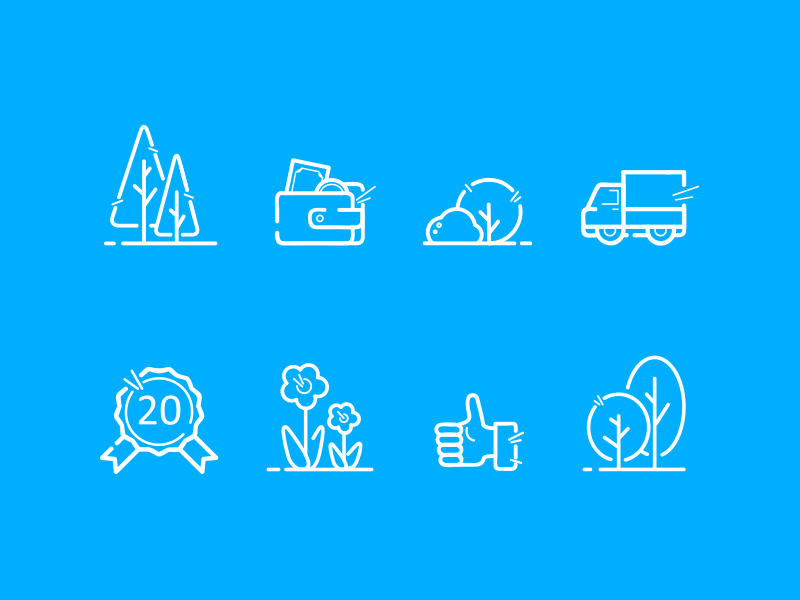 Farming icons plants advantages quality truck wallet tree outline simple icons nature farm agro