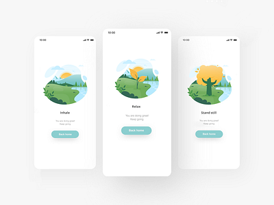 Grow app application awareness development drawing flat growth health illustration meditation mindfulness nature process product relax relaxation rest ui ux vector