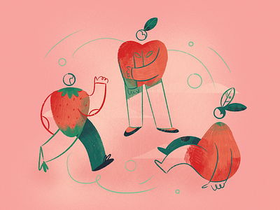 Tutti Frutti apple character character design drawing flat fruit fruits girl icon illustration man nature pear procreate strawberry texture ui ux vector woman