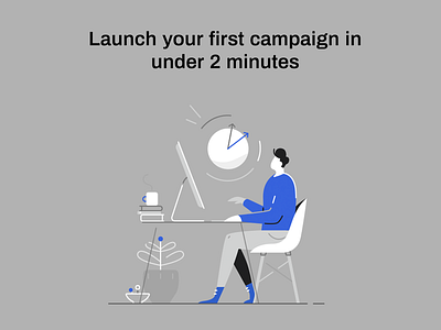 Launch your campaign campaign character character design clock drawing flat icon illustration insurance leads man marketing marketing campaign texture time ui ux vector work workspace