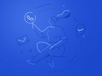 Clicks & Calls calls character clicks deck drawing flat girl icon illustration leads mail mobile notification optimize pitchdeck texture ui ux vector woman