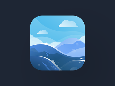 Vet Change app app icon application blue clouds drawing drinking flat health icon icon design illustration ocean sky tide ui ux vector water wave