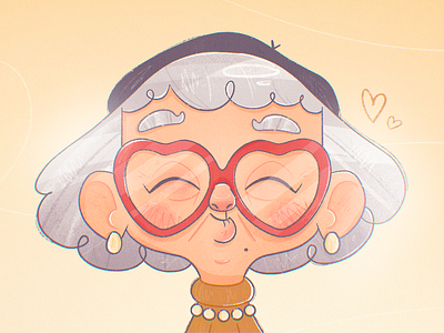 Granny Loves You caricature character character design cute drawing family flat glasses grandma granny heart illustration love pearls texture valentine valentines valentines day vector woman