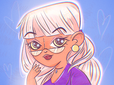 Glam beautiful caricature character character design cute drawing flat girl glamorous glasses glowing hair hairstyle illustration makeuo neon pretty texture vector woman