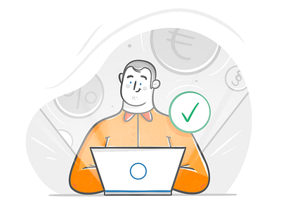 Tax master calculate character character design cost drawing flat guy illustration laptop man planning process procreate tax texture travel trip ui vector work