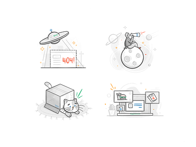 Uh Oh! 404 app application cat character character design dashboard design drawing error flat icon illustration list moon planning texture trip ui ux