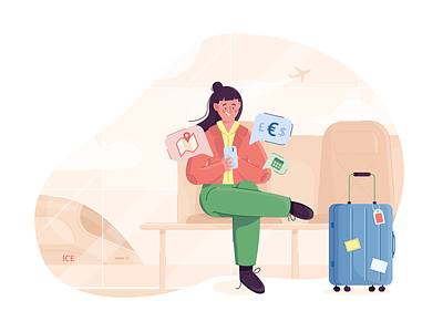 Plan Your Trip abroad animation character character design drawing flight girl illustration phone planning station suitcase texture train travel trip vector woman work work trip