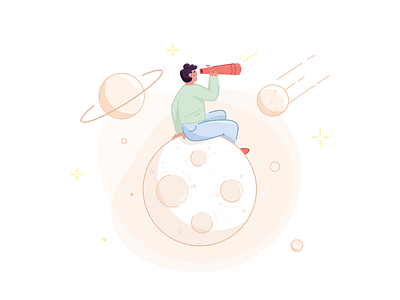 Empty Lists business character character design comet cute drawing flat freelance illustration man marketing moon planet product illustration space spot illustration texture travel ui vector