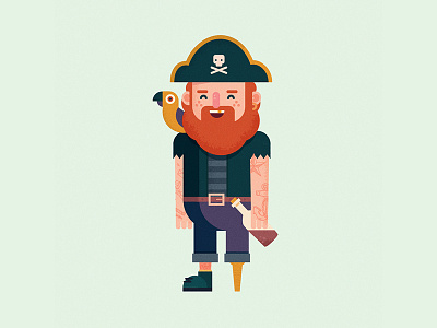 Pirate character cute ginger illustration parrot pirate redhead rum skull vector