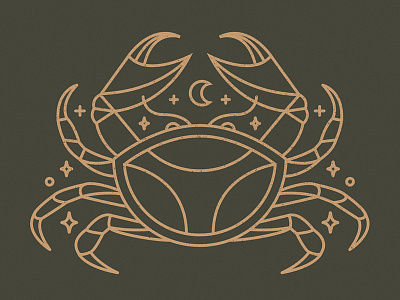 Celestial crab astrology cancer crab linework moon print space stars